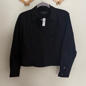 Banana Republic Refined Pleated Shirt Black Size Medium M NWT